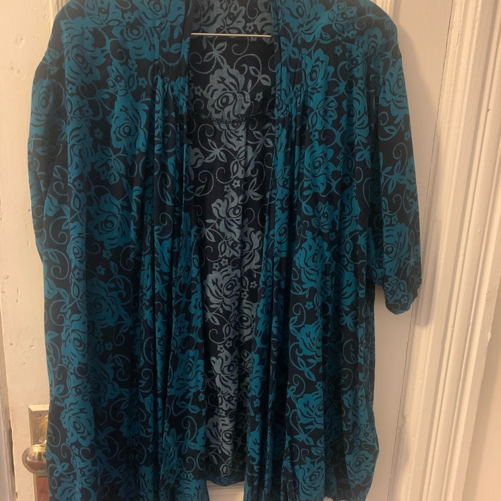 Cecico Women's open kimono - Teal and Black Floral